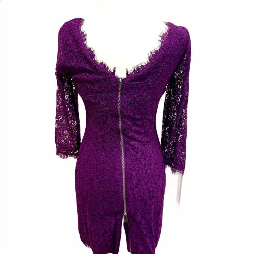 DVF Zarita lace shift dress in purple - like new - Picture 10 of 11